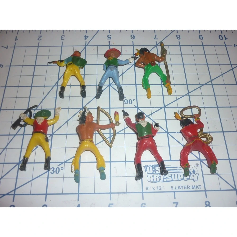 Starlux France Plastic Rider Figures Lot 7 Cowboys Native Americans Vintage 3